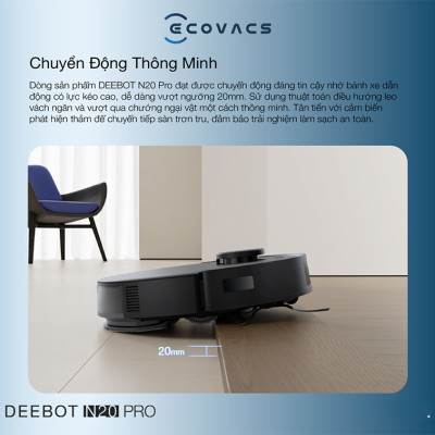 Robot Hút Bụi Lau Nhà Ecovacs Deebot N20 Pro Lực Hút 8.000 Pa - Hàng Chính Hãng