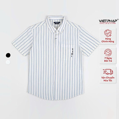 Áo Sơ Mi Nam Ngắn Tay VIỆT PHÁP/  Form Regular, Chất liệu Cotton Cao Cấp thoáng mát, thấm hút mồ hôi 2004