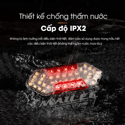 Đèn Xi Nhan Xe Đạp WR-2118 Điều Khiển Từ Xa, Sạc USB, dung lượng 600mAh, Chống Nước tiêu chuẩn IPX2, Đèn Hậu Độ Sáng Cao, Đèn Cảnh Báo An Toàn xe đạp, Năm Chế Độ sáng - Mai Lee
