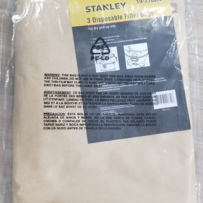 Bộ 3 túi giấy đựng bụi Model 19-3102N sử dụng cho máy hút bụi Stanley SL19199-16A