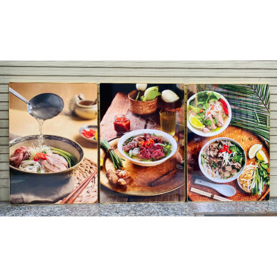 Tranh treo tường trang trí decor quán phở bò 2 tranh có khung kèm đinh treo