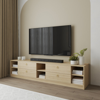 HAPPY FURNITURE , Kệ TV 4 ngăn kéo - MERI , KTV_090 , 200cm x 40cm x 45cm DxRxC