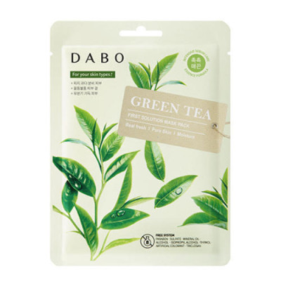 Combo 10 Miếng Mặt Nạ Trà Xanh Dabo Green Tea First Solution Mask Pack Hàn Quốc sạch nhờn ngừa mụn (23g / Gói)