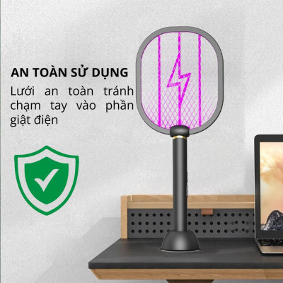 Đèn muỗi có chức năng vợt muỗi Kachi MK386 với đế sạc tích hợp - hàng chính hãng