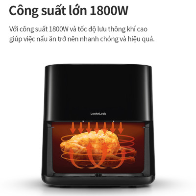 Nồi Chiên Không Dầu Locknlock Visible Air Fryer CUBE EJF996BLK (5.5 Lít) - Hàng Chính Hãng