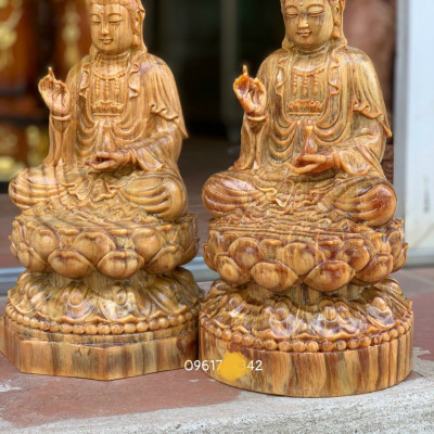 Tượng phật bà quan âm bồ tát bằng gỗ huyết long kt cao 30×17×17cm