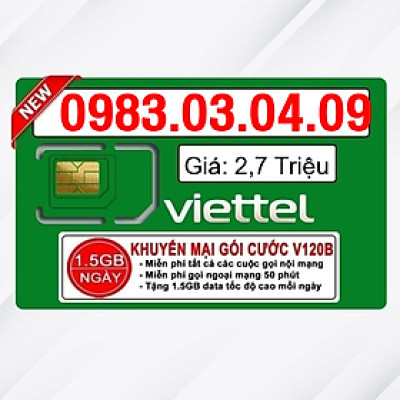 Sim Viettel số đẹp - Hàng chính hãng - 0983.03.04.09