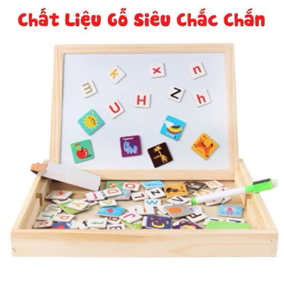 Bộ tranh ghép hình bằng gỗ nam châm 2 mặt bảng đen viết phấn vẽ tranh, Giáo cụ Montessor , Đồ chơi gỗ nhiều họa tiết cho Bé - Hàng Chính Hãng 