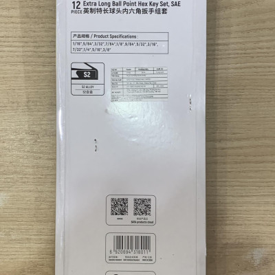 Bộ lục giác đầu bi 12 cái tay dài SATA 09102 hệ inch