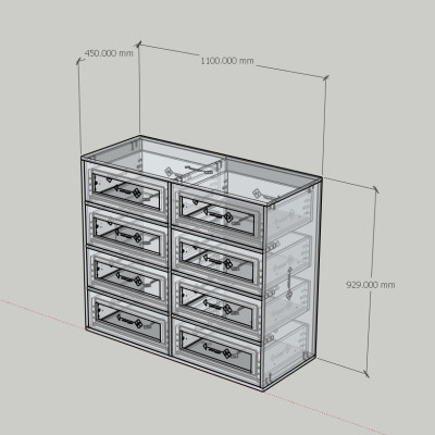 HAPPY FURNITURE , Tủ lưu trữ 8 ngăn kéo - MAY , THK_304 , 110cm x 45cm x 93cm DxRxC