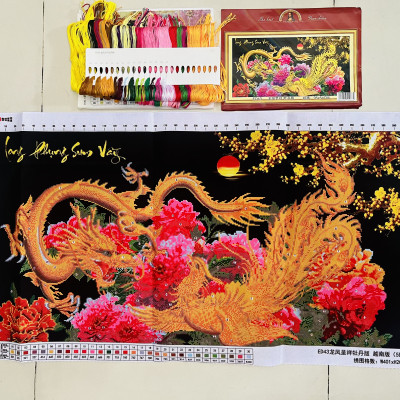 Tranh thêu chữ thập Long phụng sum vầy ED43, kích thước 95 x 54 cm