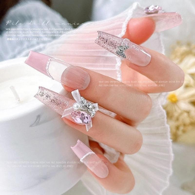 Đá Khối Mix Charm Nơ Voan Siêu Sáng Nhiều Màu Nghệ Thuật Hình Trứng Đá Viên Khoan Đa Mặt Làm Nail Nữ Women