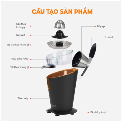 Máy vắt cam Lebenlang LBL833, công suất lớn 1000W, dung tích 400ml, vắt kiệt nước, bảo hành 2 năm - hàng chính hãng