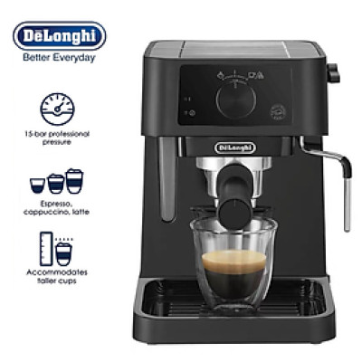 Máy pha cà phê Delonghi EC235.BK công suất 1100W, pha Espresso đánh bọt sữa capuchino, latte - Hàng nhập khẩu