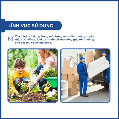 Găng tay bảo hộ sợi phủ hạt nhựa 70g sợi cao cấp chống trơn trượt độ bám cao