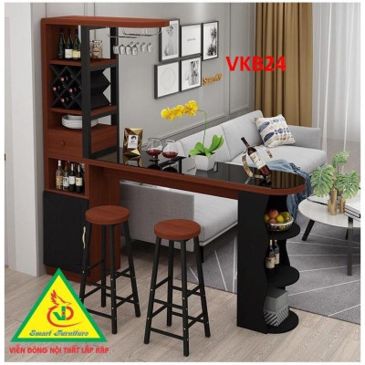 Quầy bar mini, quầy bar nhà bếp kết hợp tủ rượu VKB24 ( không kèm ghế) - Nội thất lắp ráp Viendong Adv