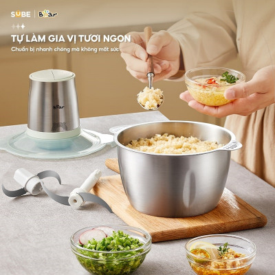 Máy Xay Thịt Bear Cối Xay Thịt Máy Xay Thịt Đa Năng Máy Xay Rau Củ Xay Nhuyễn Thịt Cá 4 Lưỡi Dao CH-4H03F - Hàng chính hãng