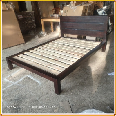 Giường ngủ Panel Tundo 1m4 x 2m Màu Nâu Gỗ Óc Chó