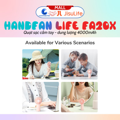 Quạt sạc cầm tay mini JisuLife HandFan Life3 FA20X Pin4000mAh, Sạc Nhanh, vỏ ABS - Hàng chính hãng