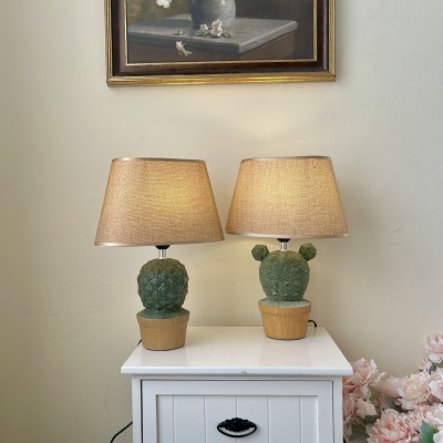 Đèn ngủ để bàn gốm sứ hình cây xương rồng xinh xắn DY17510