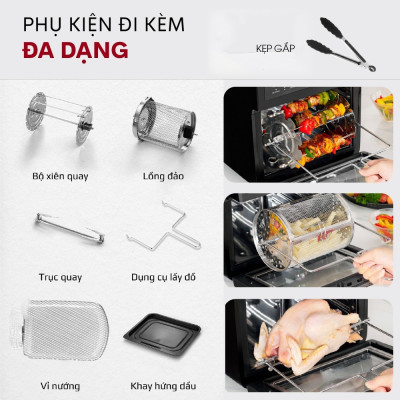 Nồi chiên không dầu 12L Fujihome A12DB nhập khẩu, nồi chiên điện tử 9 chế độ nấu, tặng bộ phụ kiện 8 món - BH 1 năm - hàng chính hãng