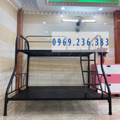 Giường sắt hai tầng Đại Thành tầng trên 1m tầng dưới 1m2 màu Đen