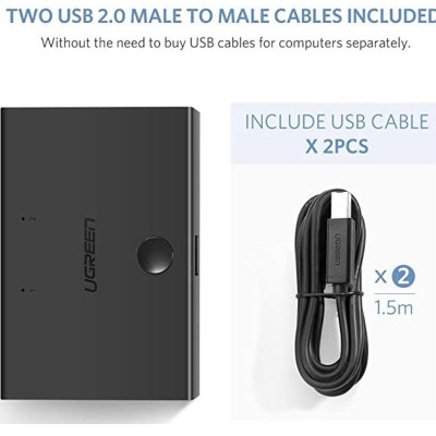 Ugreen UG3034530345TK 1.5M Bộ gộp 2 máy tính dùng 1 máy in cao cấp - HÀNG CHÍNH HÃNG