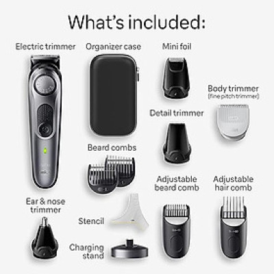 Tông đơ cắt tóc đa năng Braun All-in-One Style Kit Series 7 7420, 11-in-1, 40 cài đặt độ dài Hàng Chính Hãng