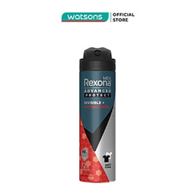 Xịt Khử Mùi Rexona Men Invisible & Antibacterial Kháng Khuẩn và Ngăn Vết Ố Vàng Dành Cho Nam 135ml