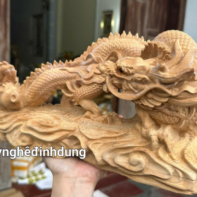 Tượng con rồng phong thủy bằng gỗ ngọc am thơm nức kt 35×18×12cm 