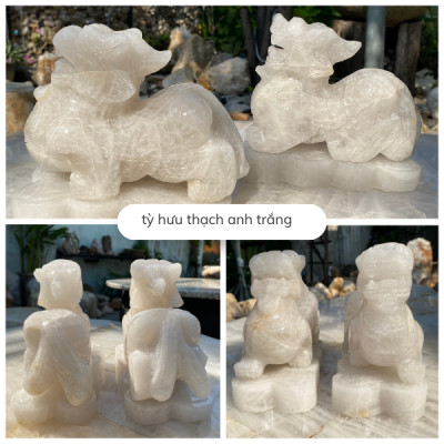 Tỳ hưu thạch anh trắng NHASAN THD07 nặng 4.62kg, kích thước: cao 12cm x dài 17cm x ngang 6.5cm
