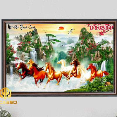 D805 34 Tranh kính Bát mã tung hoành (Được chọn mẫu)