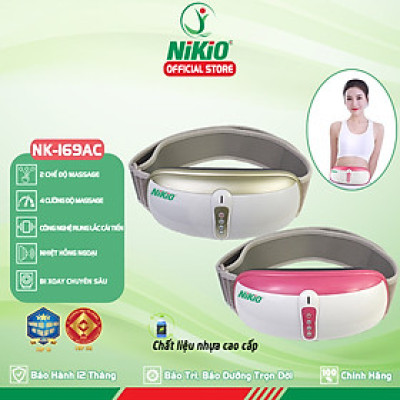 Đai (Máy) Massage Bụng Nikio NK-169AC - Công Nghệ Rung Lắc Kết Hợp Bi Độ Xoay 360 Dây Ấn Thế Hệ Mới, Mát Xa Thư Giãn, Làm Săn Chắc Cơ Bụng Nhanh - Vỏ Nhựa Bền Bĩ