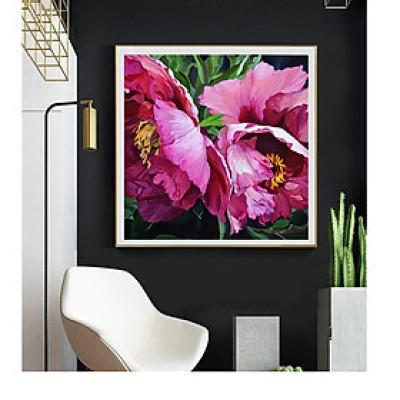 Tranh treo tường vuông MẪU ĐƠN SANG TRỌNG, PHÚ QUÝ, ,, phong cách CỔ ĐIỂN, sang trọng,  phong cách sơn dầu,in canvas , kèm khung màu gỗ, trắng, đen,,siêu nhẹ PVP-DC1V41