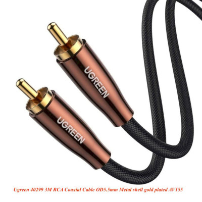 Ugreen UG40299AV155TK 3M 75ohms OD5.5mm Cáp âm thanh đồng trục kỹ thuật số loa siêu trầm SPDIF 5.1 - HÀNG CHÍNH HÃNG