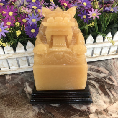 Ấn Rồng phong thủy đá ngọc hoàng long - Cao 15 cm