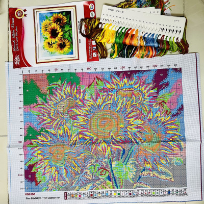 Tranh thêu kín Hoa hướng dương vs8250, kích thước 50 x 65 cm