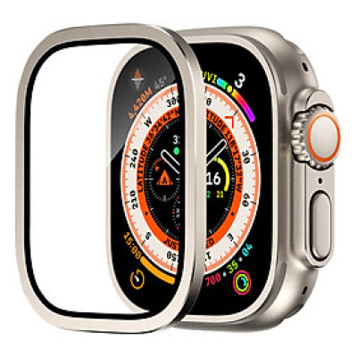 Miếng Dán Màn Hình Kính Cường Lực Tích Hợp Khung Viền Kim Loại cho Apple Watch Ultra / Apple Watch Ultra 2 49mm - Hàng Chính Hãng