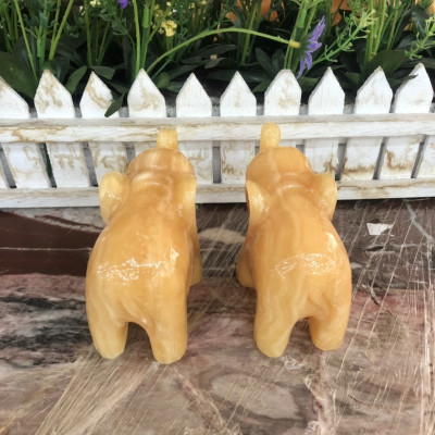 Cặp tượng voi phong thủy đá ngọc hoàng long - Dài 10 cm