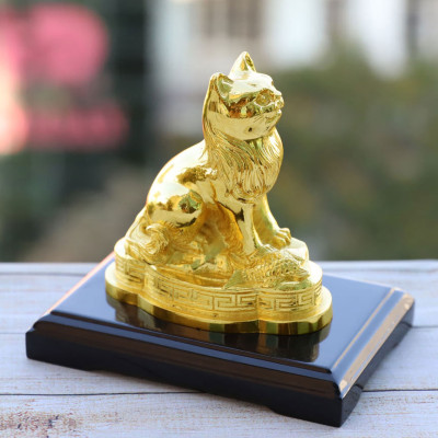 Tượng mèo 12 con giáp mạ vàng
