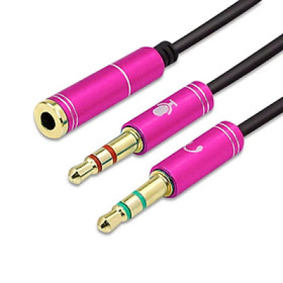 Dây Audio chuyển tai nghe 3.5mm đầu cái sang 2 đầu Mic và Tai nghe đầu đực mạ vàng dài 20CM - Hàng Nhập Khẩu