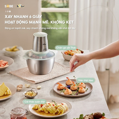 Máy Xay Thịt Bear Cối Xay Thịt Máy Xay Thịt Đa Năng Máy Xay Rau Củ Xay Nhuyễn Thịt Cá 4 Lưỡi Dao CH-4H03F - Hàng chính hãng