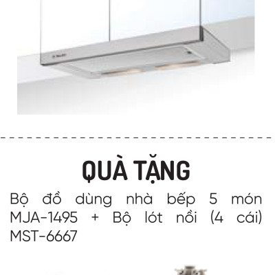 Máy hút khói, khử mùi H342.6 TC - Tặng Bộ đồ dùng nhà bếp 5 món MJA-1495 + Bộ lót nồi (4 cái) MST-6667 - Hàng chính hãng