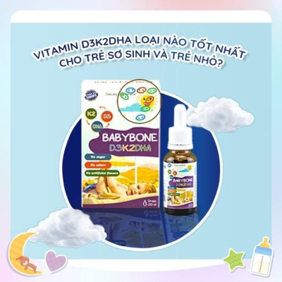 Vitamin giúp bé tăng chiều cao K2+D3 bổ sung DHA Babybone [Hàng Tây Ban Nha]