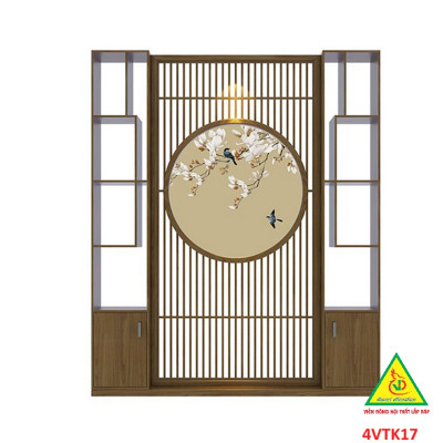 Vách ngăn phòng khách, vách ngăn tủ kệ bằng gỗ 4VTK17- Nội thất lắp ráp Viendong adv