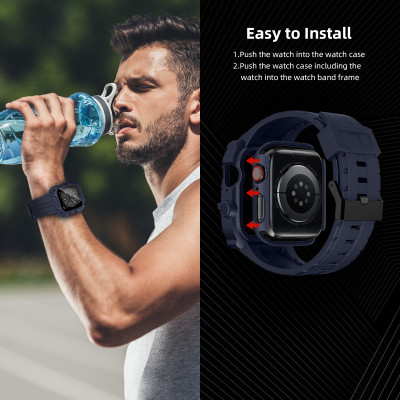 Ốp Case Kính Cường Lực tích hợp dây đeo TANK 360 cho Apple Watch Series 4/5/6/SE/7/8/9/SE1,2 Size 44mm/45mm - Hàng Chính Hãng