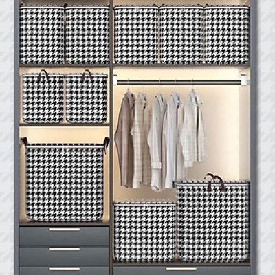 Túi Đựng Quần Áo Sọc Đen Trắng – Gấp Gọn, Có Khóa Kéo, Đựng Chăn Gối Tiện Lợi