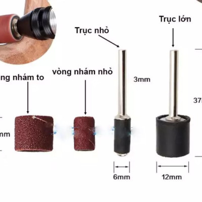 Bộ 5 Cây Trục Giữ Giấy Nhám Vòng Size 3X6.3X12.7MM (nhỏ) Milliken 