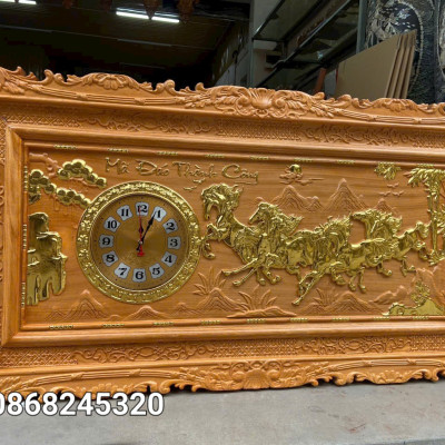 Tranh mã đáo thành công bằng  gỗ gõ kt 67×127×4cm 