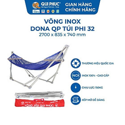 Võng Xếp Inox DONA Qui Phúc – Khung Inox Chống Gỉ, Gấp Gọn, Chịu Tải 150Kg